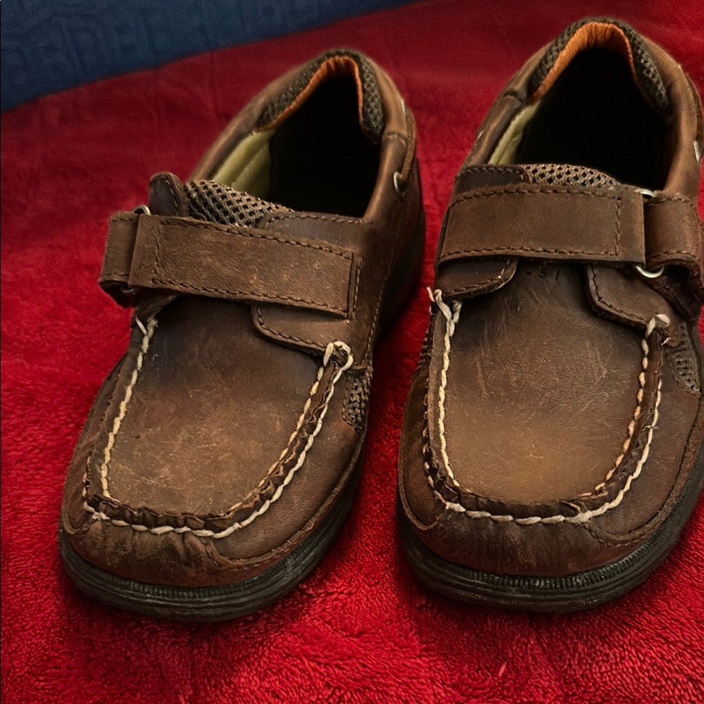 Brown Leather Loafers with Strap